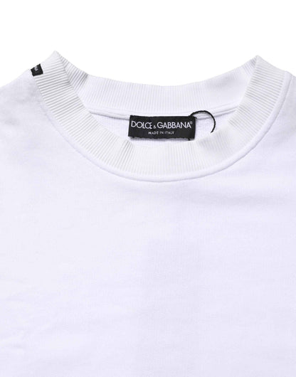 White Cotton Crew Neck Sweatshirt Sweater