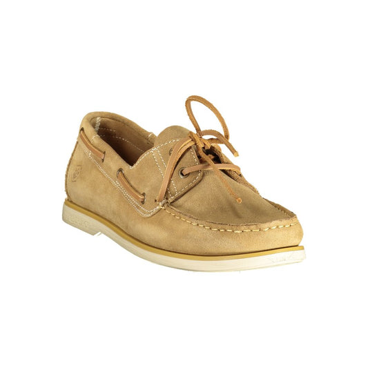 Beige Leather Men Classic Shoe