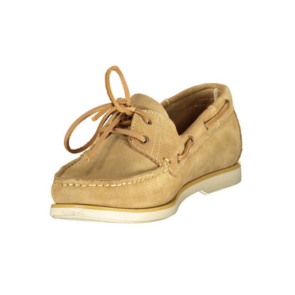 Beige Leather Men Classic Shoe