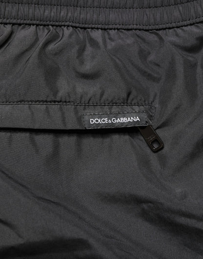 Black Polyester Drawstring Men Shorts Swimwear