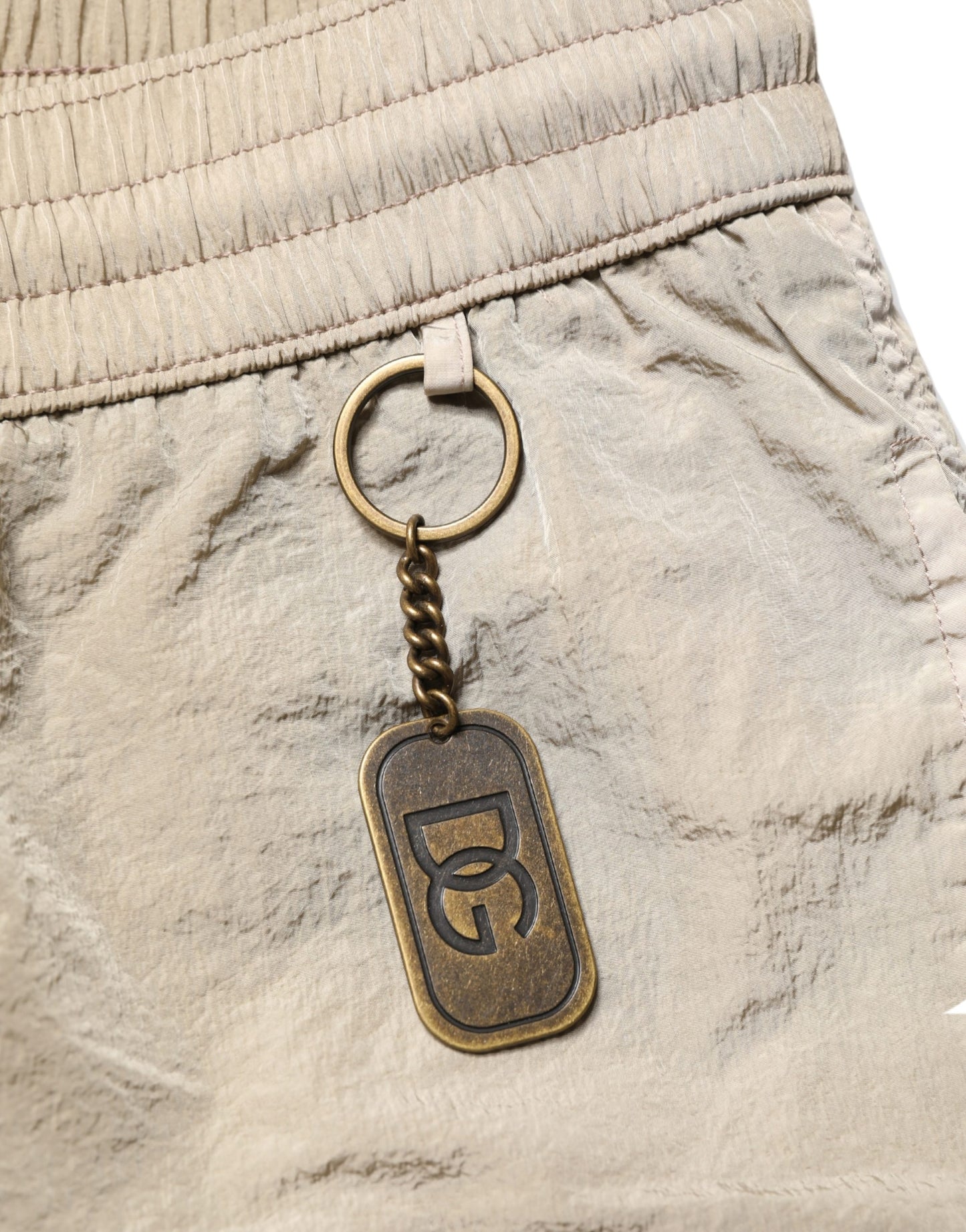 Brown Nylon Drawstring Swim Shorts Swimwear