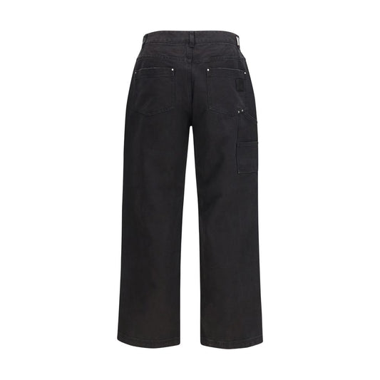 Black Cotton Casual Pants