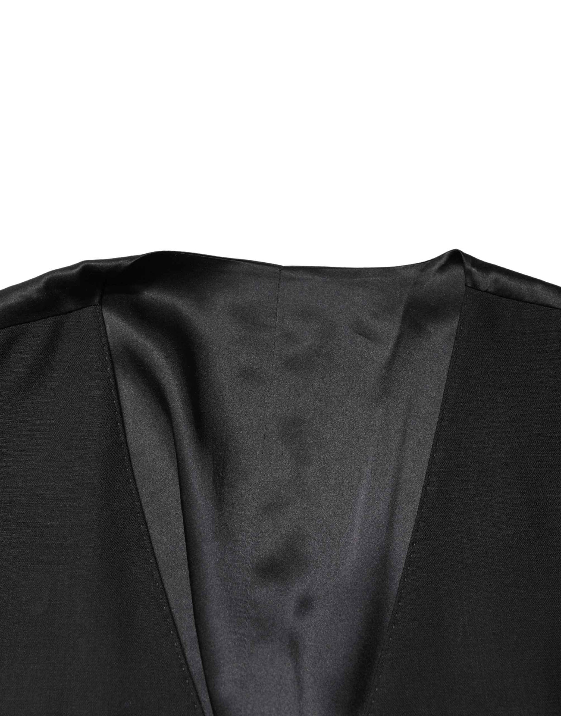 Black Wool Single Breasted Men Waistcoat Vest