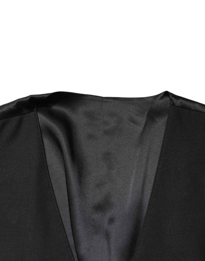 Black Wool Single Breasted Men Waistcoat Vest