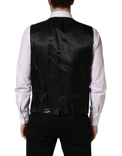 Black Wool Single Breasted Waistcoat Vest