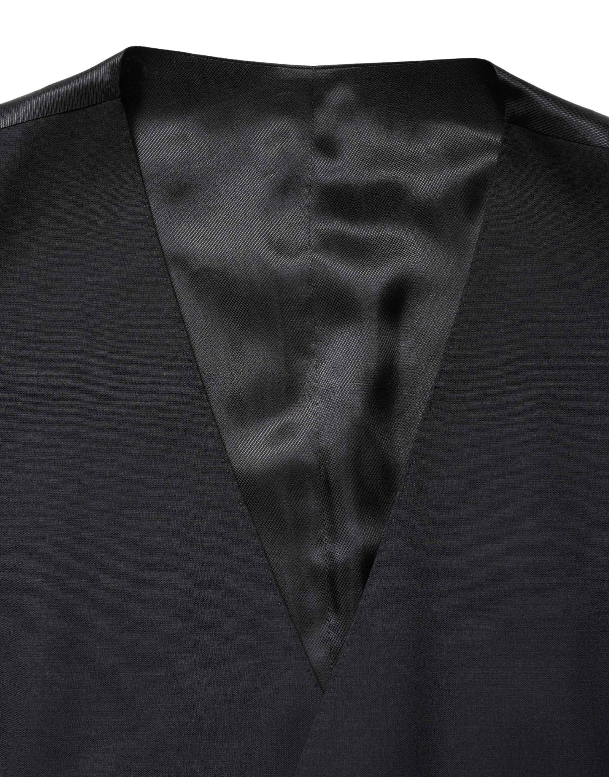 Black Wool Single Breasted Waistcoat Vest