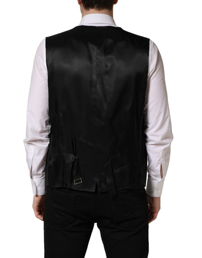 Black Wool Single Breasted Waistcoat Vest