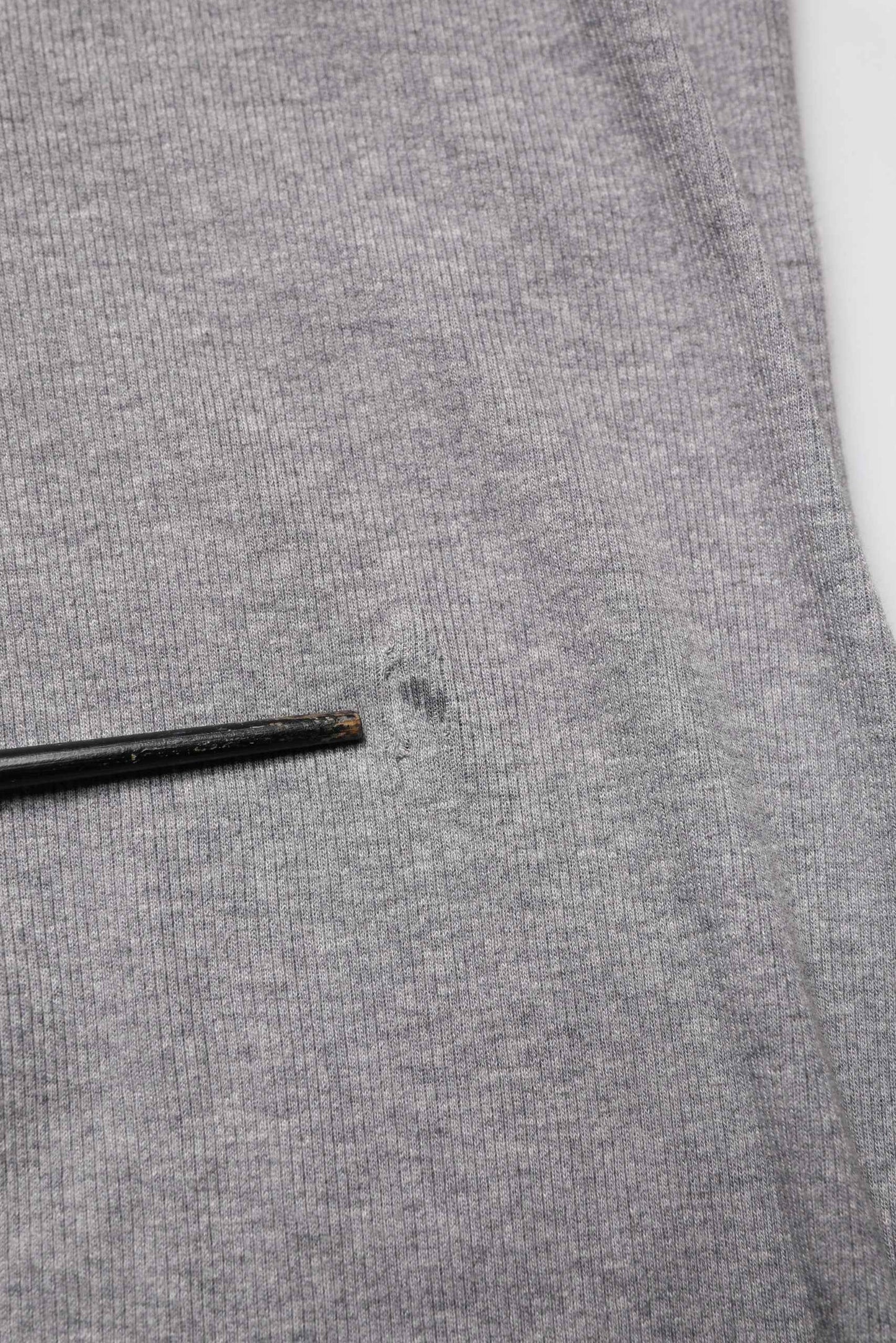 Gray Ribbed Cotton Long-Sleeve Henley  T-shirt