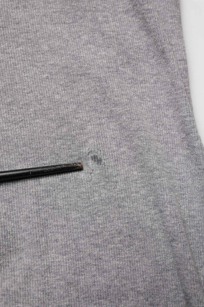 Gray Ribbed Cotton Long-Sleeve Henley  T-shirt