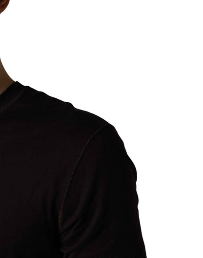 Brown Logo Embroidered Men Crew Neck T-shirt