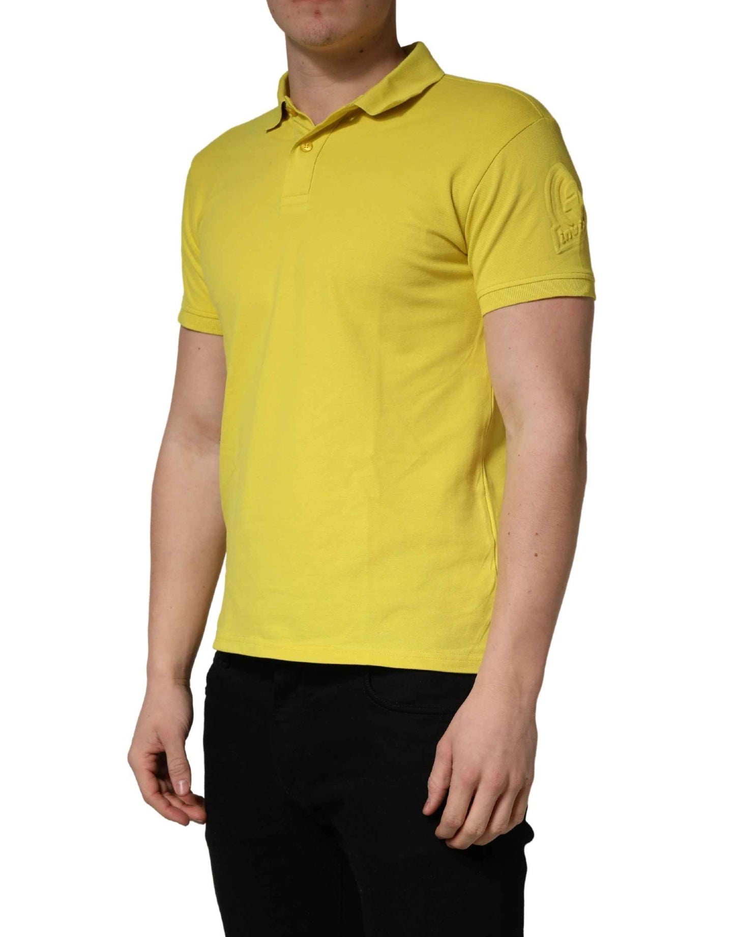 Yellow Short Sleeve Pique Men Cotton Polo Shirt T-shirt