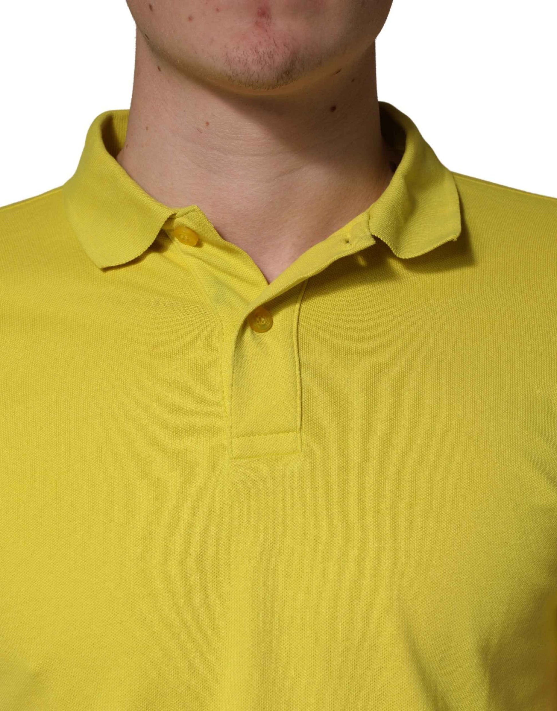 Yellow Short Sleeve Pique Men Cotton Polo Shirt T-shirt