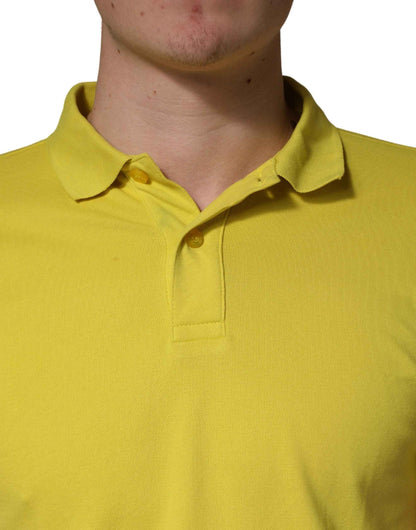 Yellow Short Sleeve Pique Men Cotton Polo Shirt T-shirt