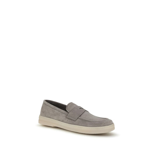 Gray Calf Leather Bos Taurus Slip-On Loafers