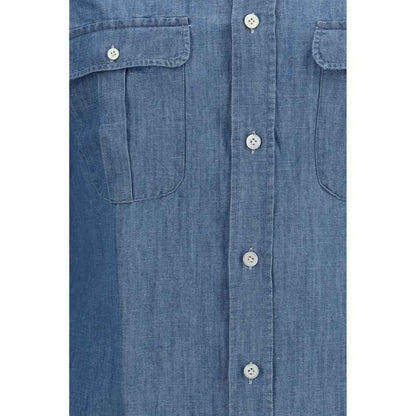 Blue Cotton Dress Shirt