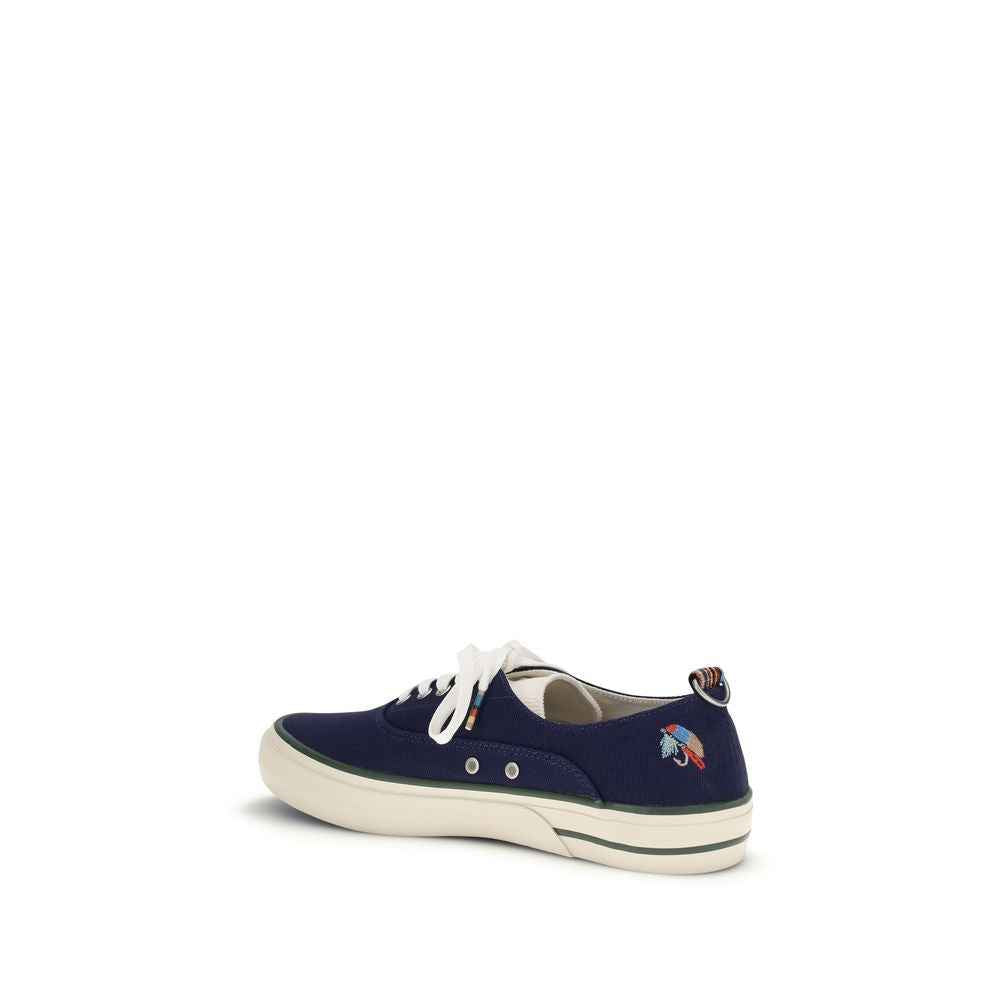 Blue Cotton Low Top Sneakers