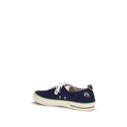 Blue Cotton Low Top Sneakers