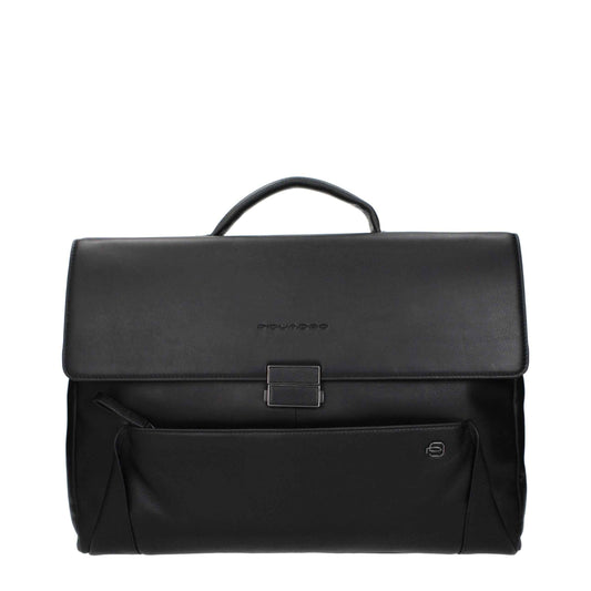 Black Leather Business And Laptop Bag