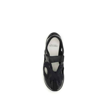 Black Calf Leather Bos Taurus Flat Sandals