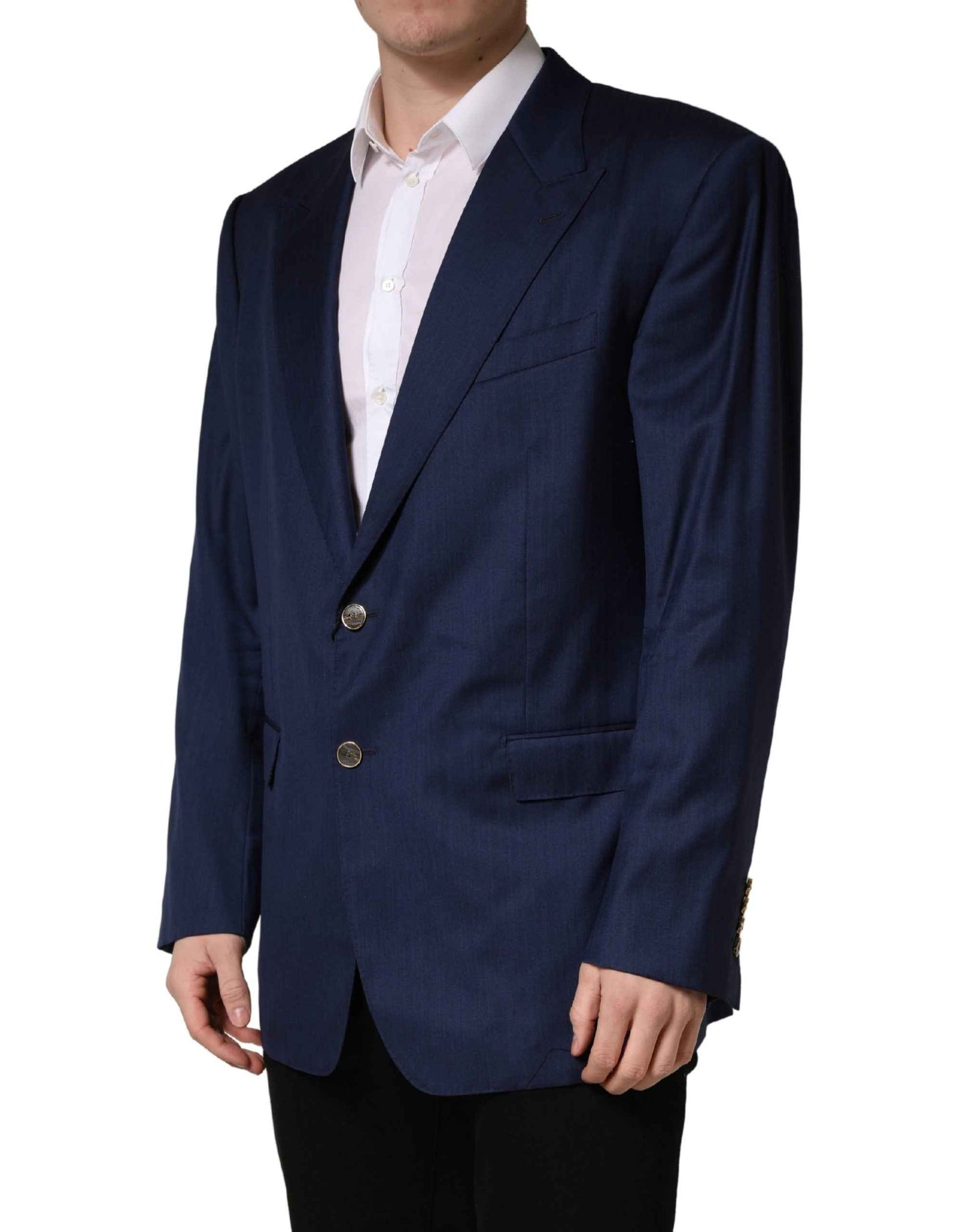 Blue Single Breasted 2 Button Suit Jacket