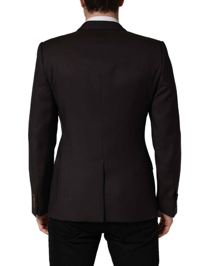 Dark Violet Wool Double Breasted Suit Jacket