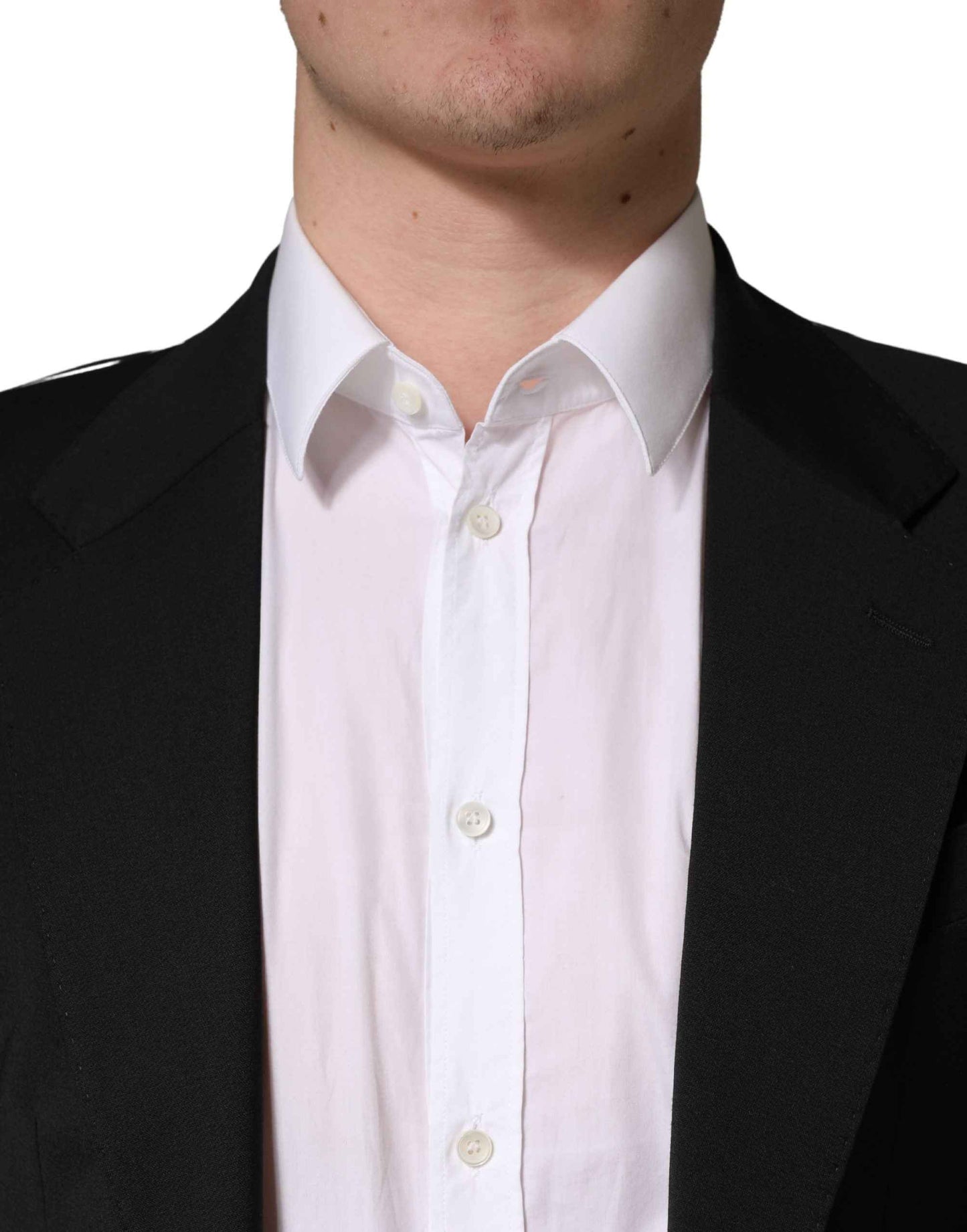 Black Polyester 2 Buttons Men Suit Jacket