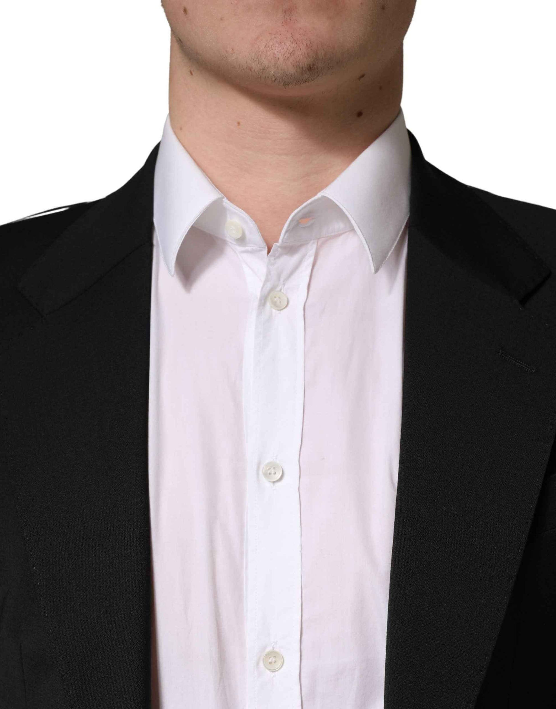 Black Polyester 2 Buttons Men Suit Jacket