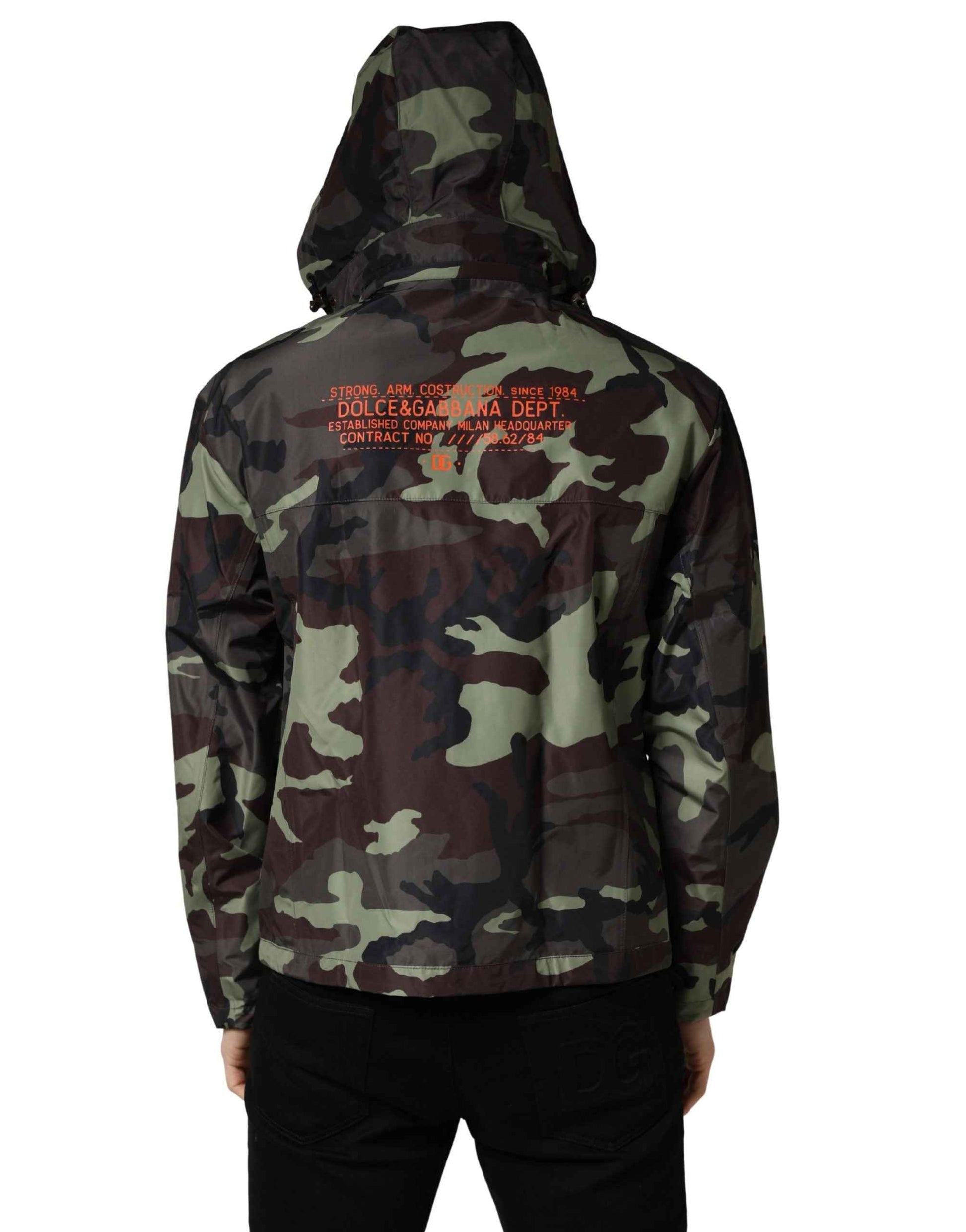 Multicolor Camouflage Hooded Bomber Jacket