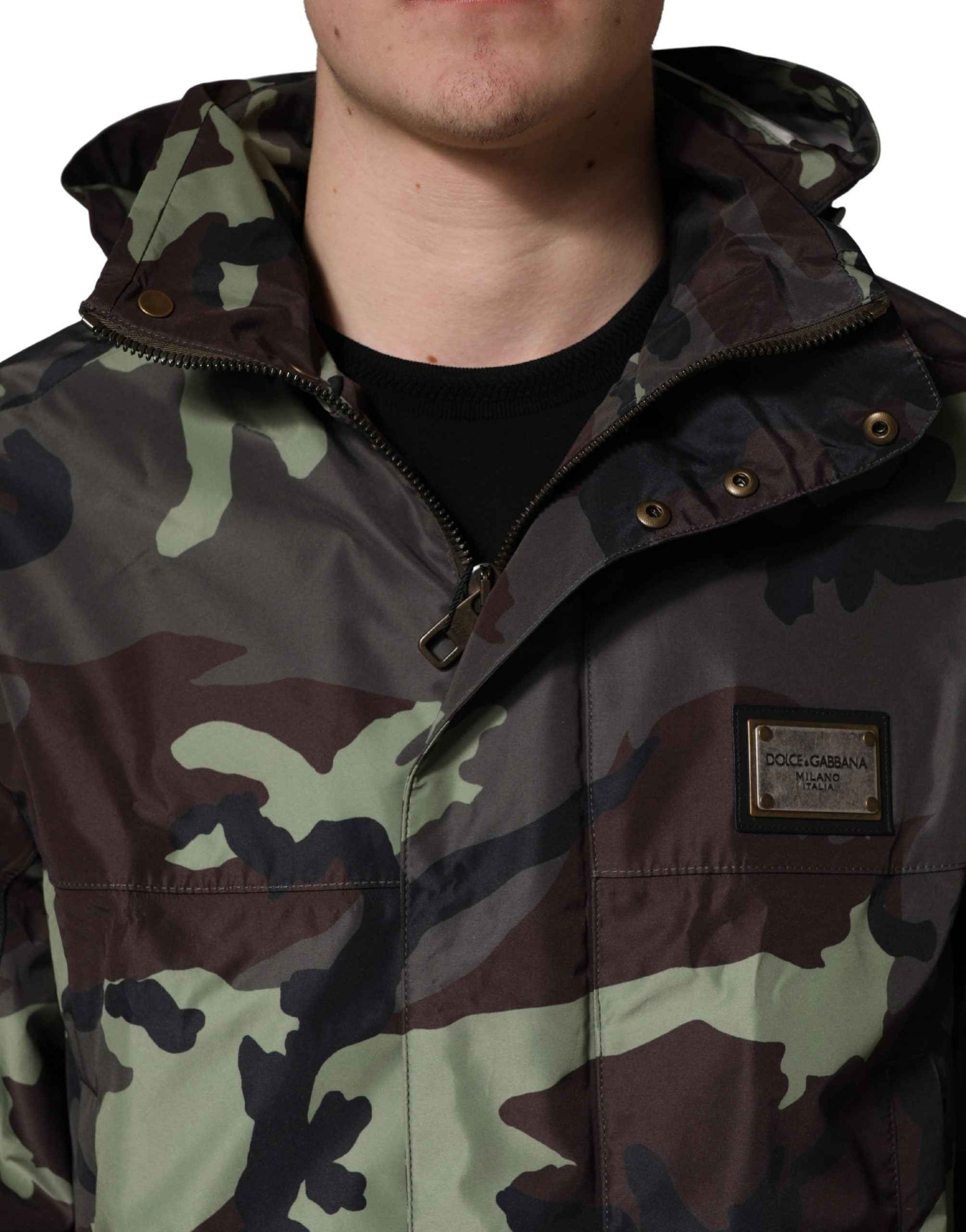 Multicolor Camouflage Hooded Bomber Jacket