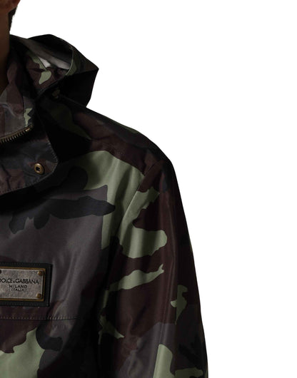 Multicolor Camouflage Hooded Bomber Jacket