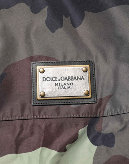 Multicolor Camouflage Hooded Bomber Jacket