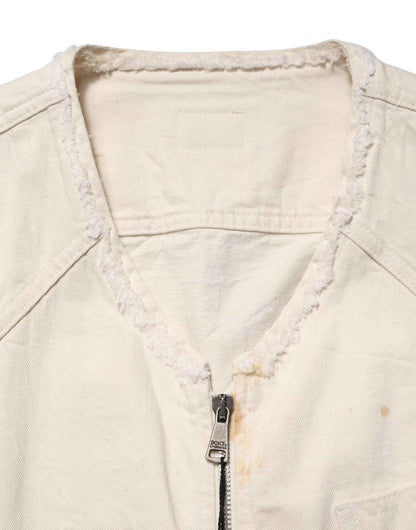Off White Cotton FullZip Denim Blouson Jacket