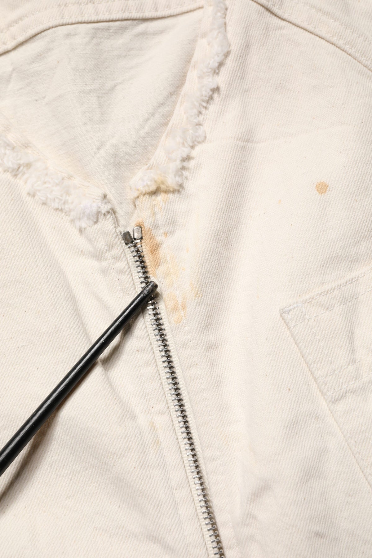 Off White Cotton FullZip Denim Blouson Jacket