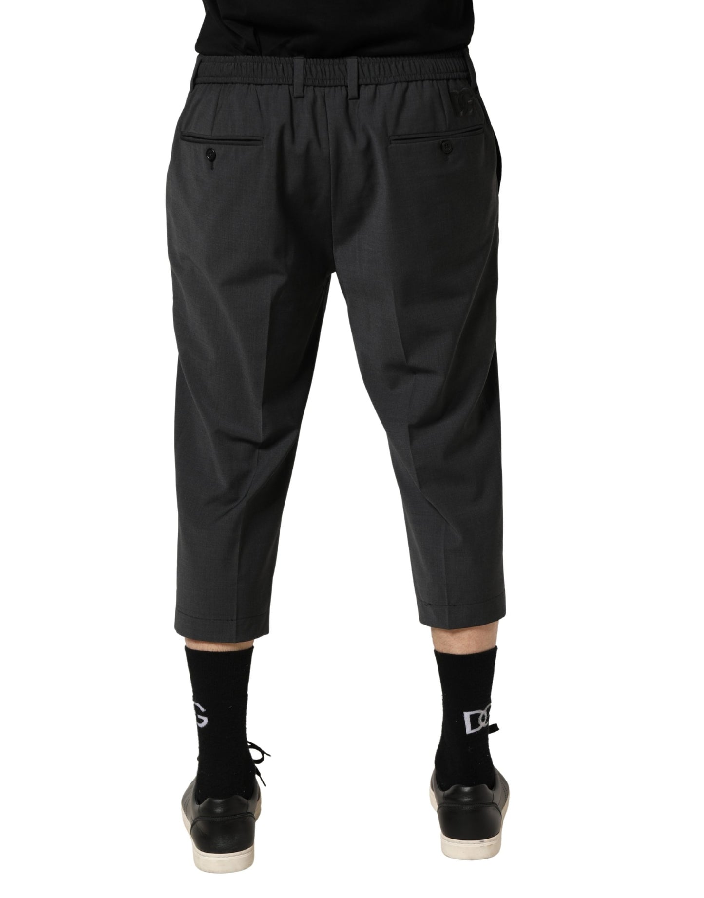 Dark Gray Wool Cropped Chino Trouser Pants