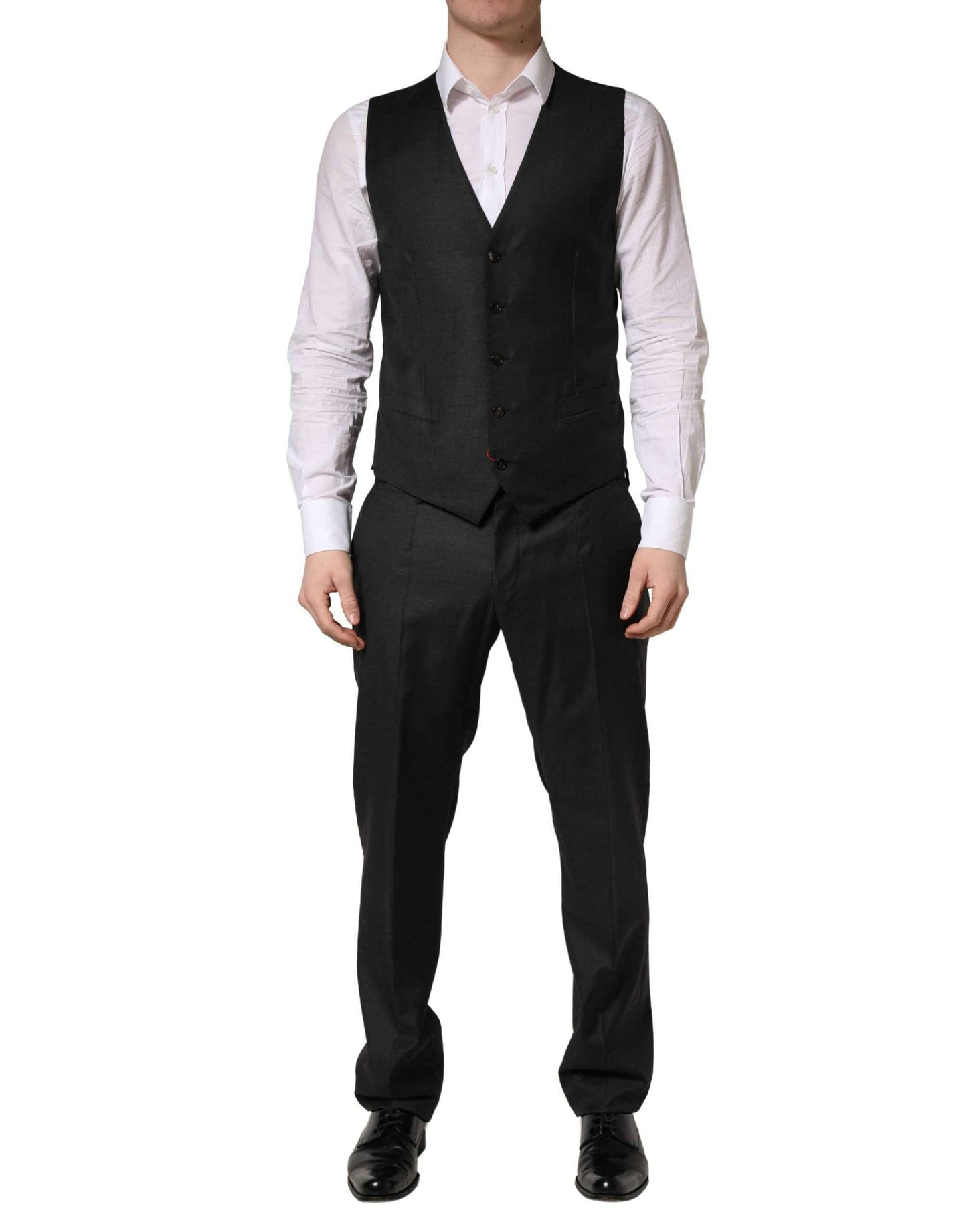 Black Wool Slim Fit Formal 3 Piece Men Suit