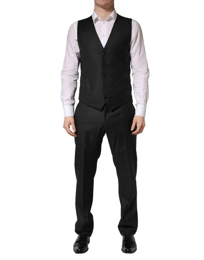 Black Wool Slim Fit Formal 3 Piece Men Suit