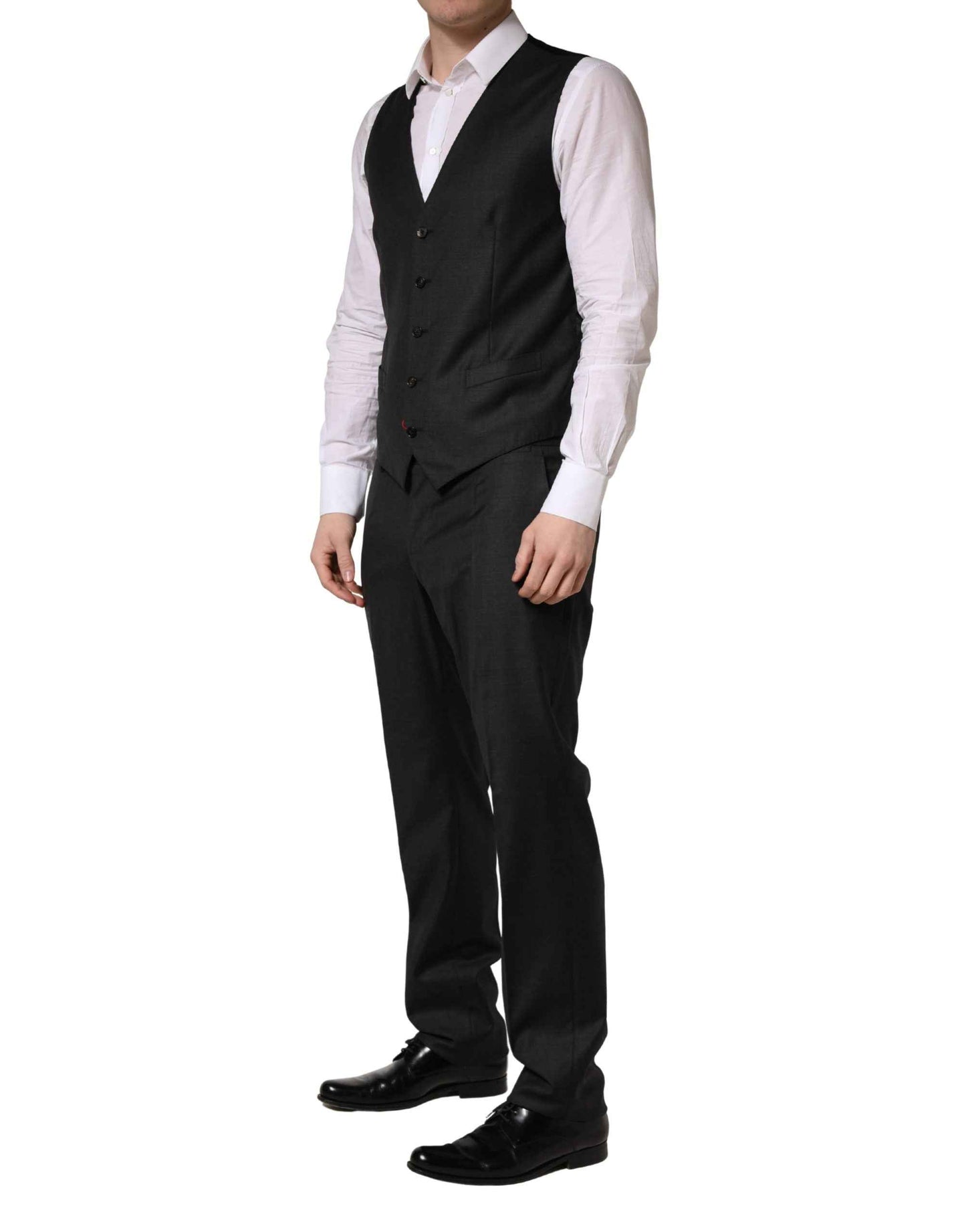 Black Wool Slim Fit Formal 3 Piece Men Suit