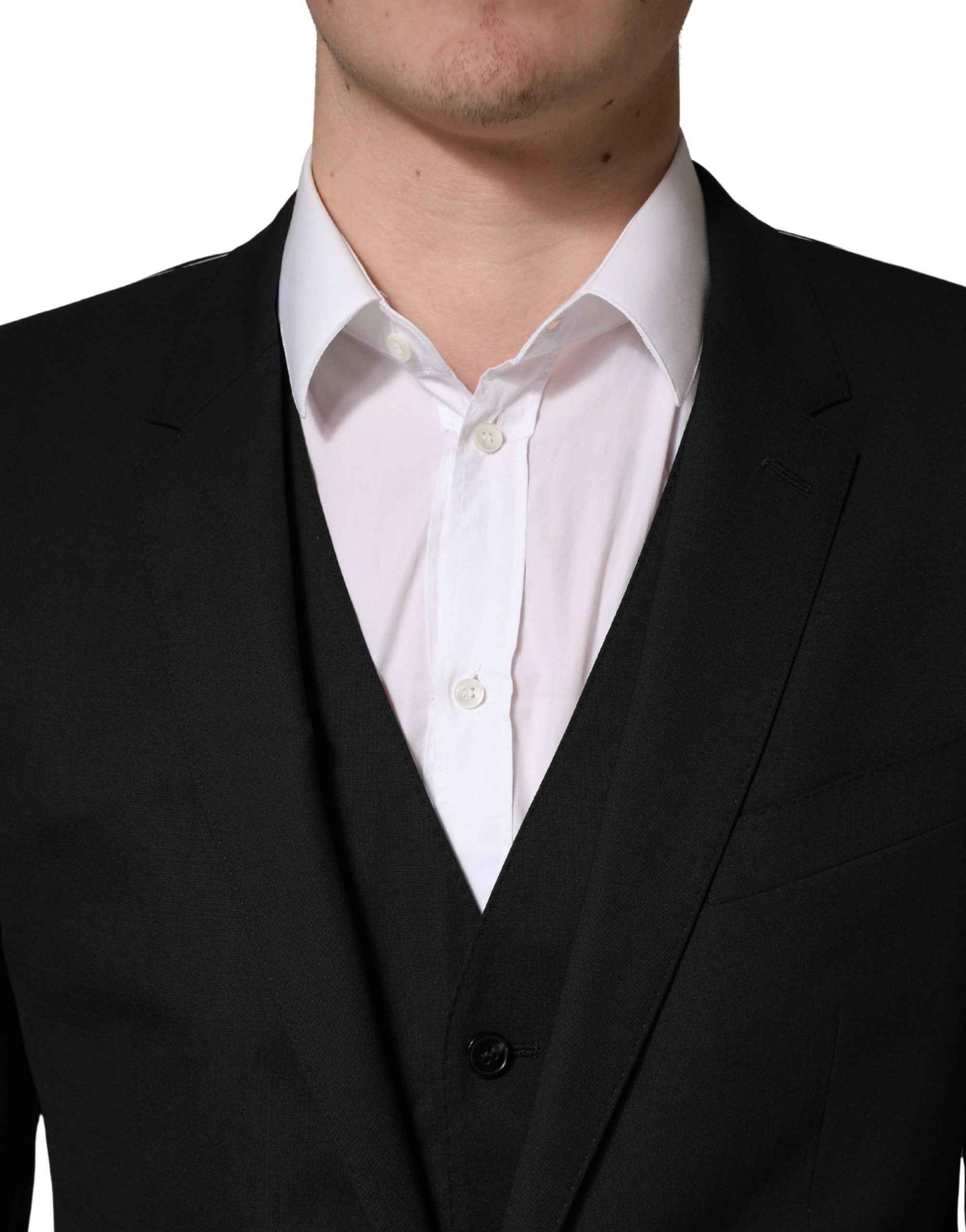 Black Wool 2 Buttons Formal 3 Piece Men Suit