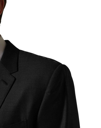 Black Wool 2 Buttons Formal 3 Piece Men Suit