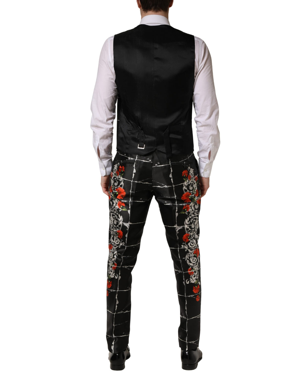 Black Floral 2 Buttons Formal 3 Piece Suit
