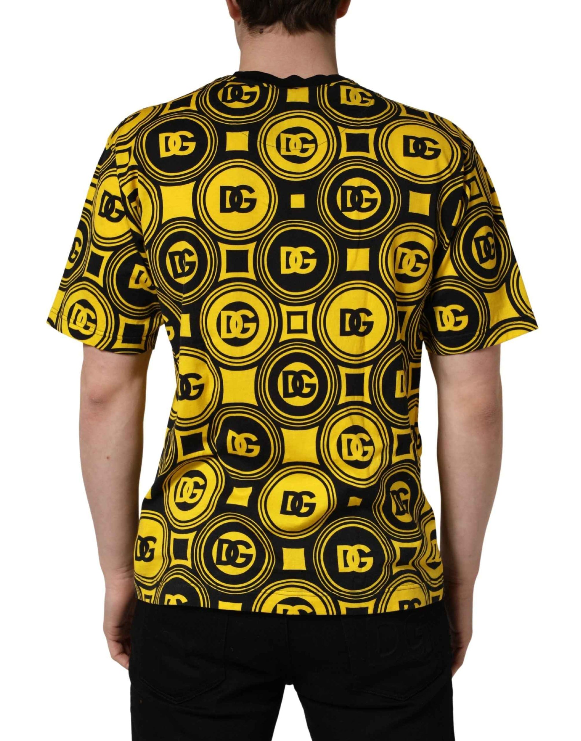Yellow Black Logo Geometric Pattern T-shirt