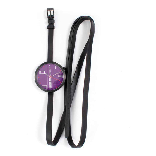Black Leather Dress Watch