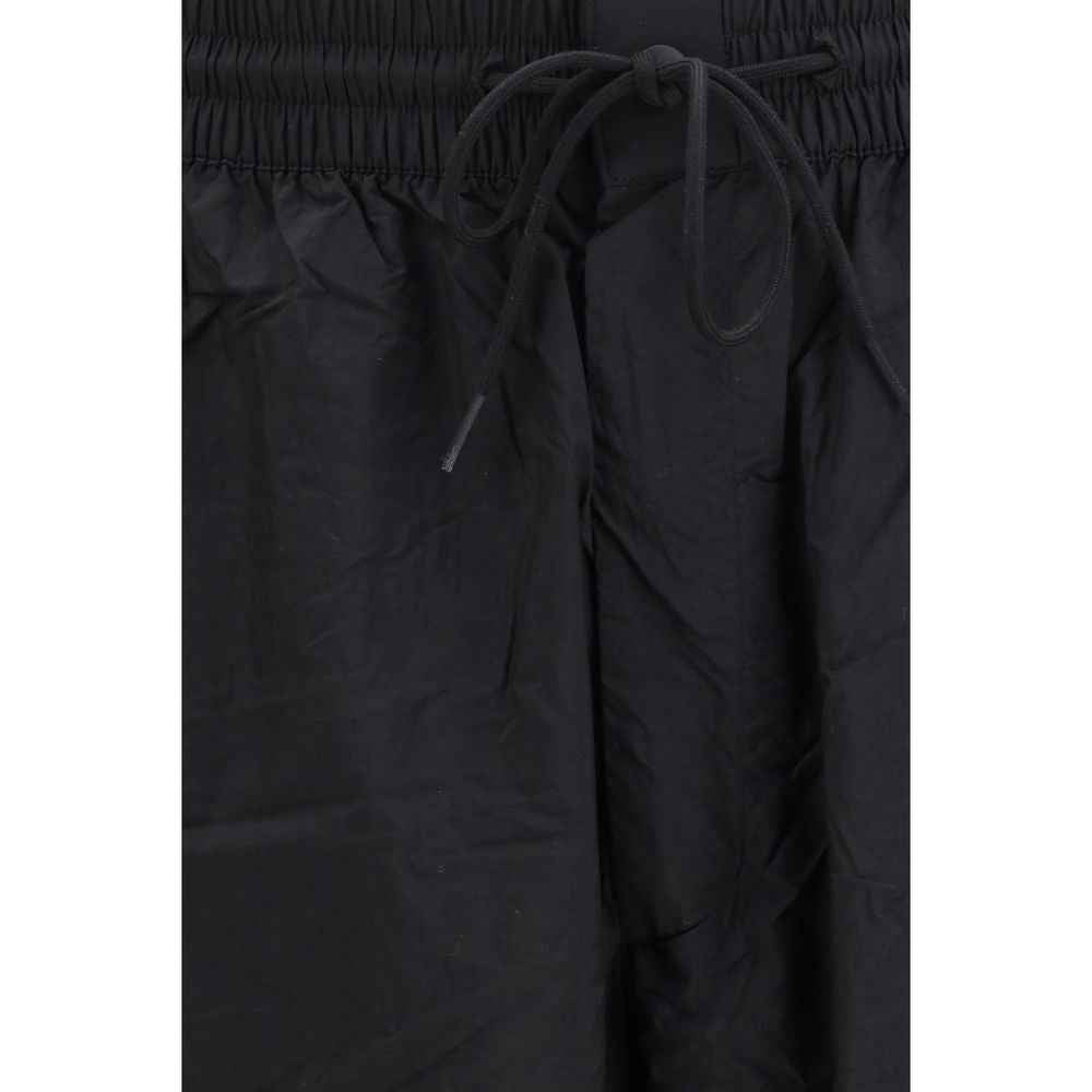 Black Nylon Casual Pants