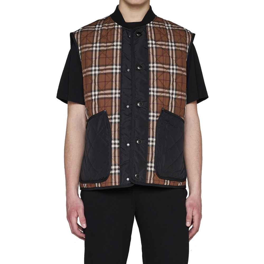 Brown Polyester Sleeveless Jacket