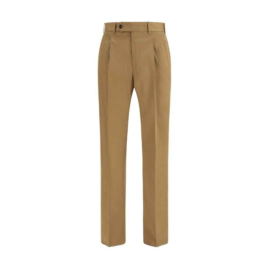 Brown Cotton Casual Pants