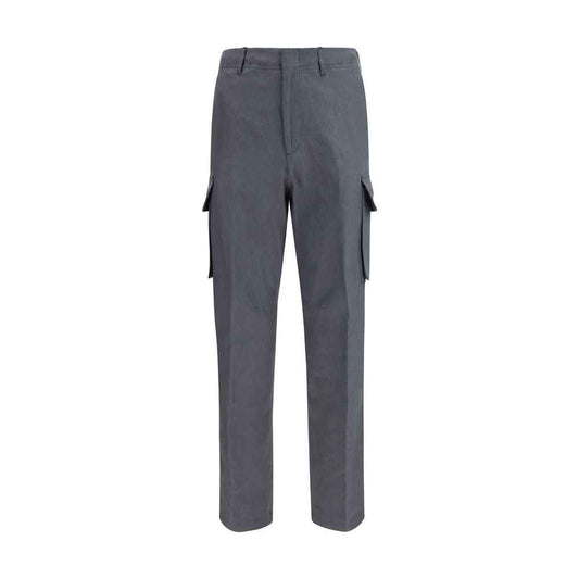 Gray Linen Cargo Pants