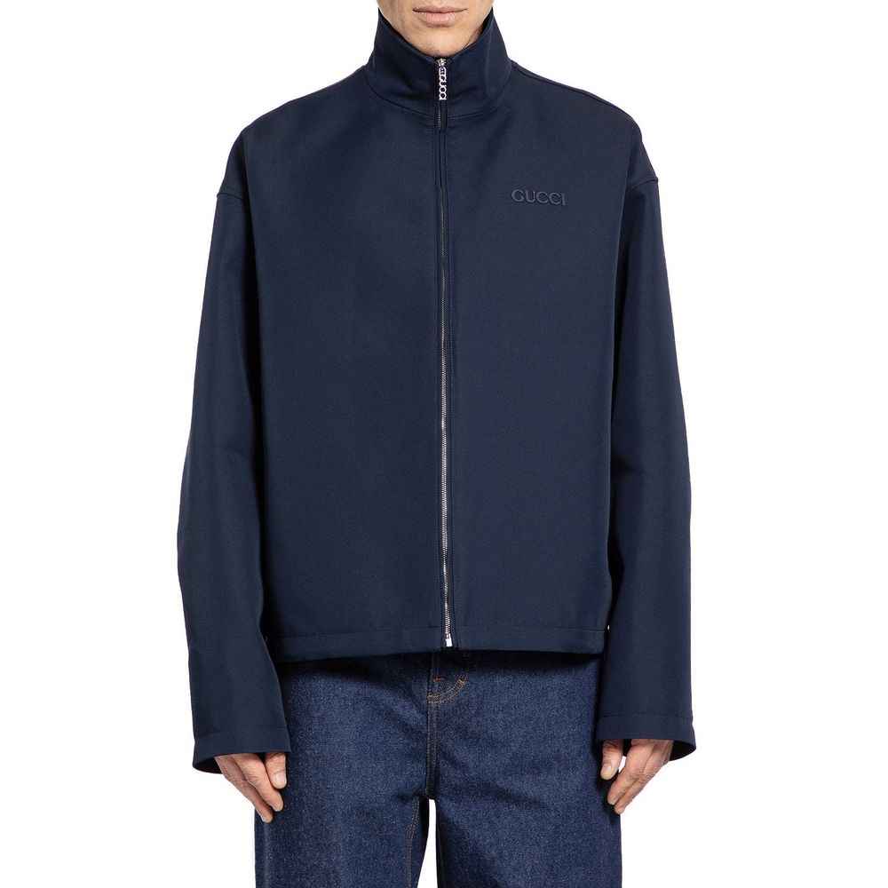 Blue Marabou Full-Length Jacket