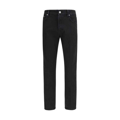 Black Cotton Tapered Jeans