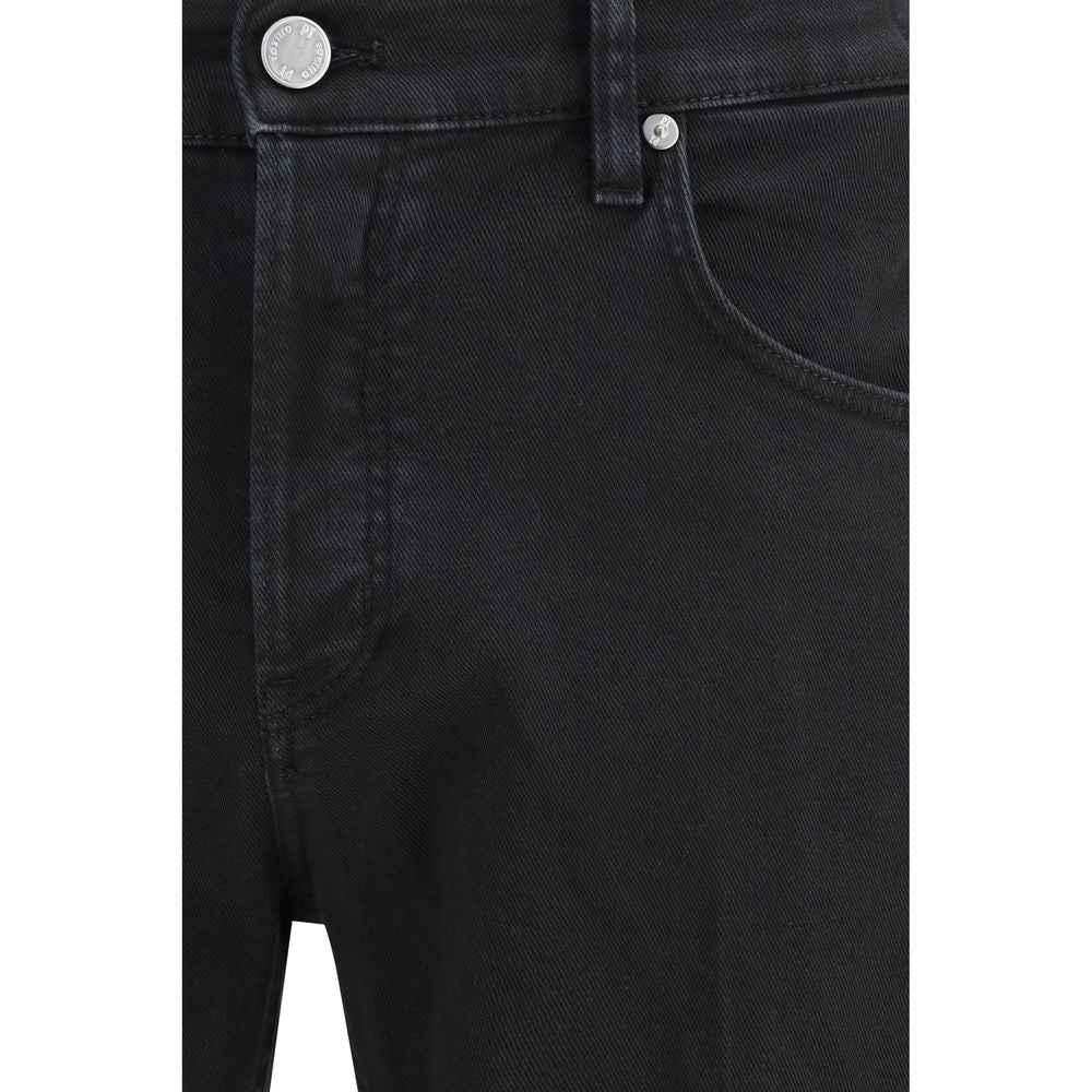 Black Cotton Tapered Jeans
