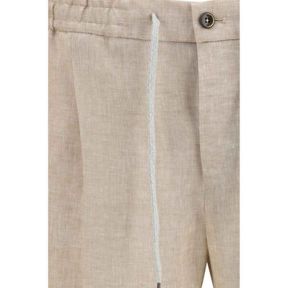 Beige Linen Casual Pants